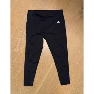 Adidas Womens High Waisted Athletic Leggings Black Side Pocket Tight Fit XL